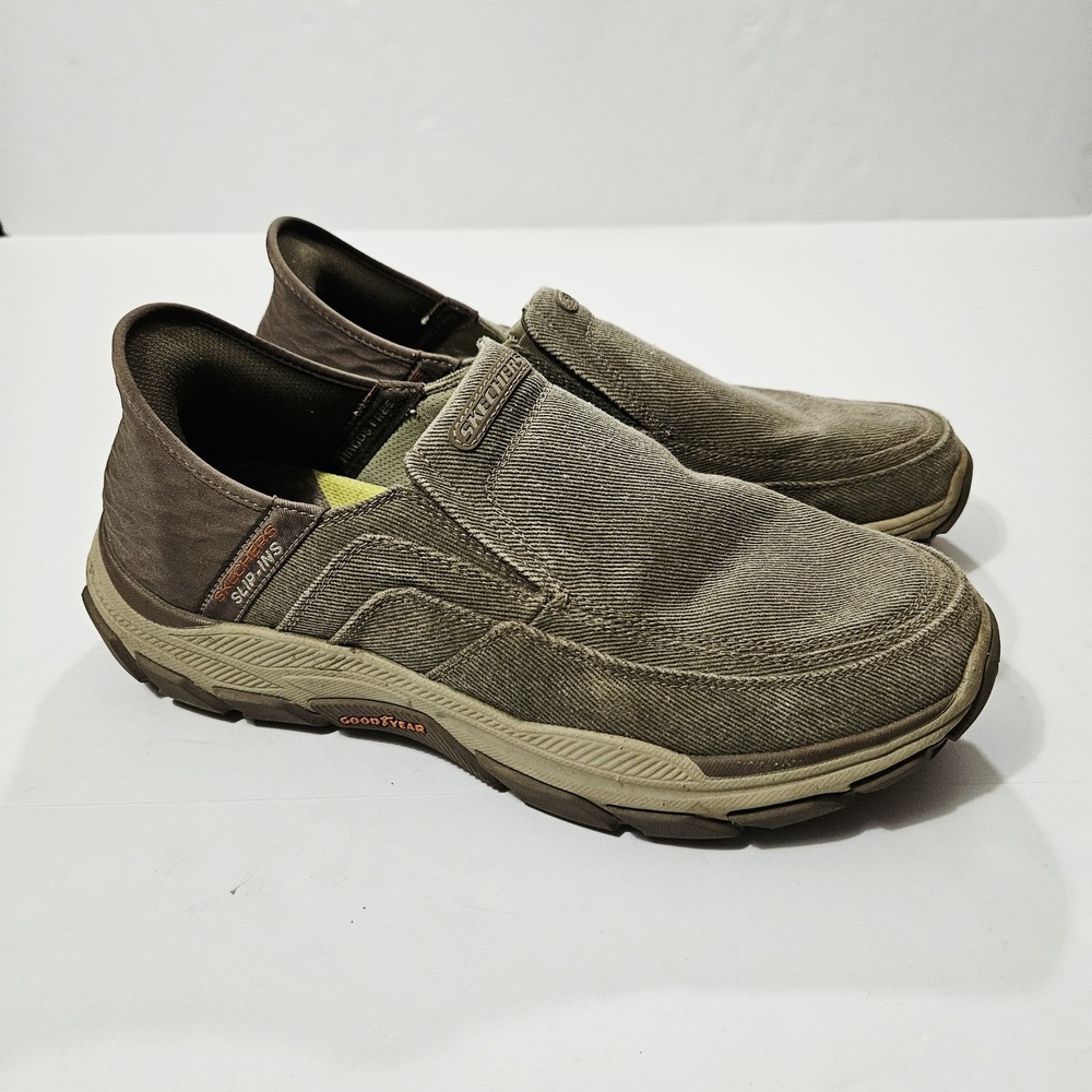 SKECHERS Men's Casual Canvas Slip-Ins, Goodyear® Sole Size 12 Brown - Picture 4 of 9